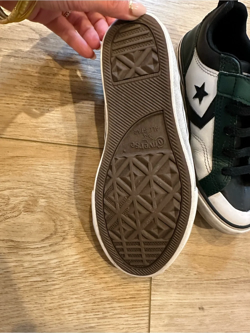 Converse Kids White & Green Star-Accent Sneakers - Classic Casual